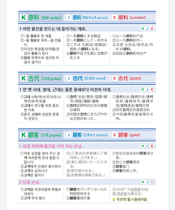 한중일 한자 비교 및 일본/중국 한자어 학습시 유용한 자료 : 클리앙
