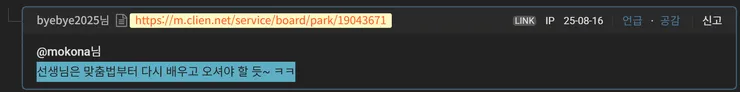 비아냥, 예의에 어긋난 리플.png