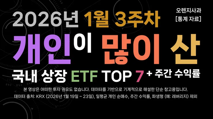 개인이 가장 많이 산 국내 ETF TOP 7 - 2026년 1월 3주차 (순매수 기준 파생형 제외 주간 수익률)_page-0001.jpg