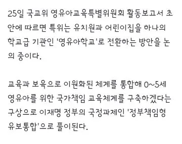 유치원·어린이집 '영유아학교' 전환 논의…어린이 교육도 국가가 책임 이미지 2