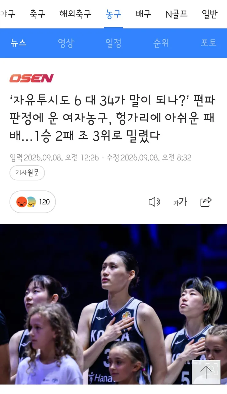 여자농구 월드컵에서 말도 안되는 편파판정 당한 한국대표팀 이미지 1